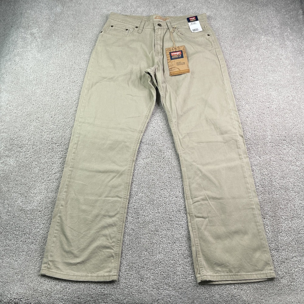 NEW Wrangler Pants Mens 31x30 Khaki Relaxed Straight Premium Twill Chino Slacks